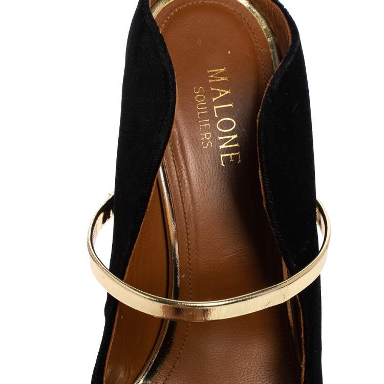 Pre Owned Malone Souliers Black Velvet Maureen Mule Sandals Size 39
