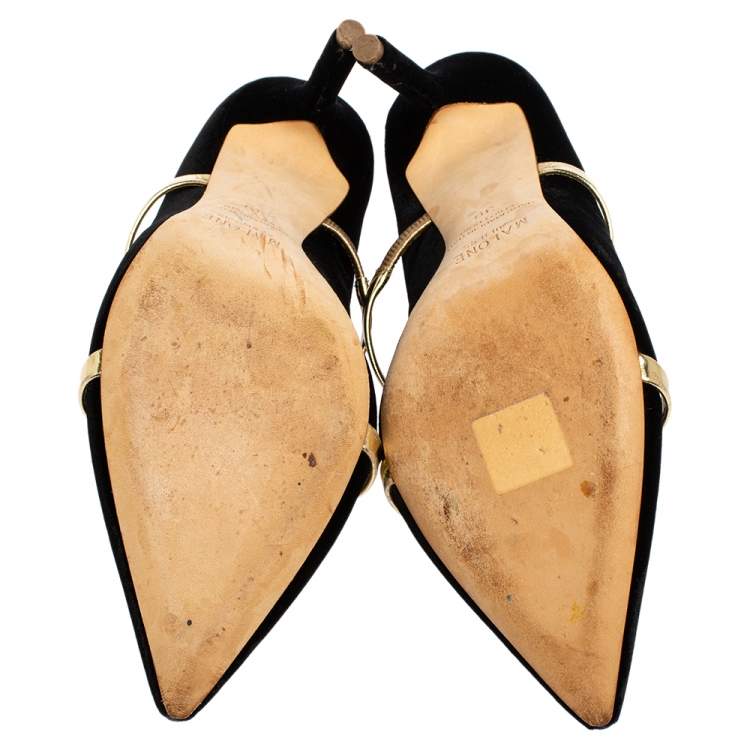 Pre Owned Malone Souliers Black Velvet Maureen Mule Sandals Size 39