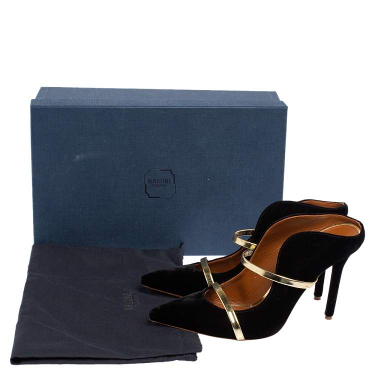 Pre Owned Malone Souliers Black Velvet Maureen Mule Sandals Size 39