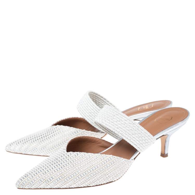Pre Owned Malone Souliers Woven Fabric Maisie Slide Sandals Size 37