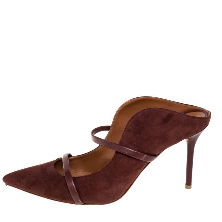 Pre Owned Malone Souliers Brown Suede and Leather Maureen Mules Size 42