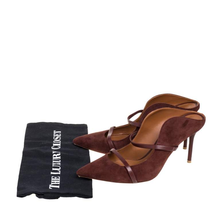 Pre Owned Malone Souliers Brown Suede and Leather Maureen Mules Size 42
