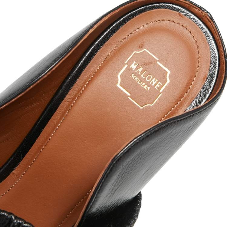 Pre Owned Malone Souliers Black Leather Pointed Toe Mule Sandals Size 41