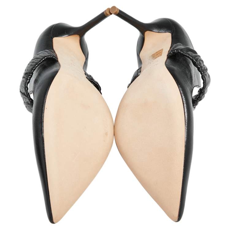 Pre Owned Malone Souliers Black Leather Pointed Toe Mule Sandals Size 41
