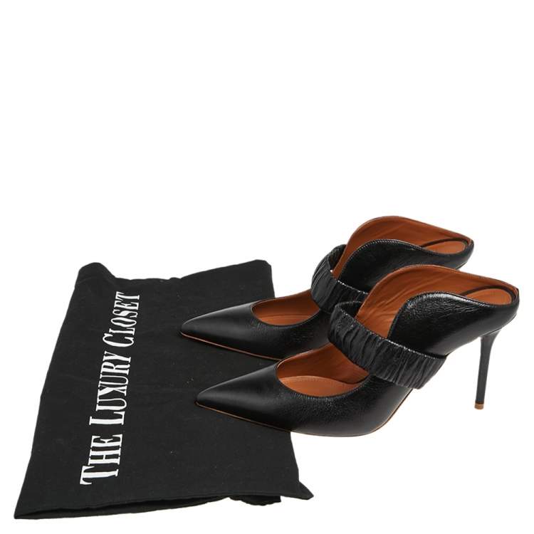 Pre Owned Malone Souliers Black Leather Pointed Toe Mule Sandals Size 41