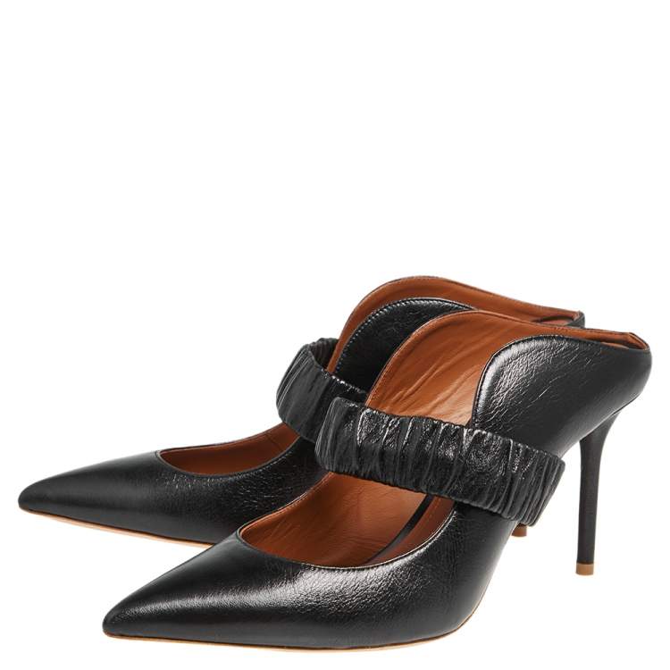 Pre Owned Malone Souliers Black Leather Pointed Toe Mule Sandals Size 41