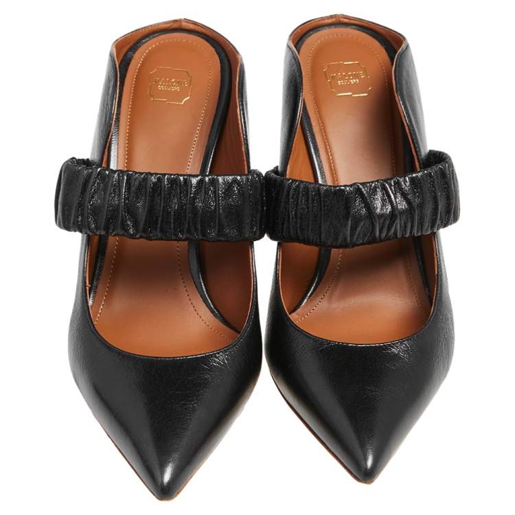 Pre Owned Malone Souliers Black Leather Pointed Toe Mule Sandals Size 41