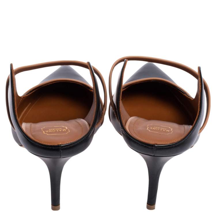 Pre Owned Malone Souliers Black Leather Maureen Pointed Toe Mules Size 41