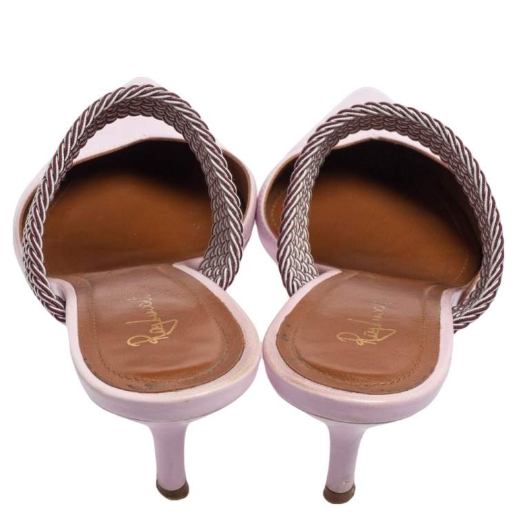 Pre Owned Malone Souliers Pink Leather and Cord Maisie Pointed Toe Mules Size 39.5