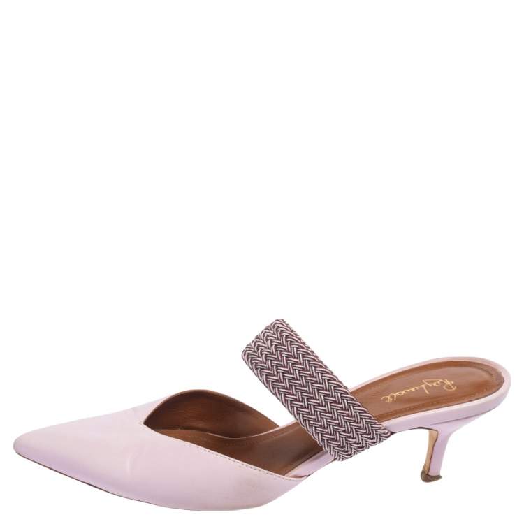 Pre Owned Malone Souliers Pink Leather and Cord Maisie Pointed Toe Mules Size 39.5