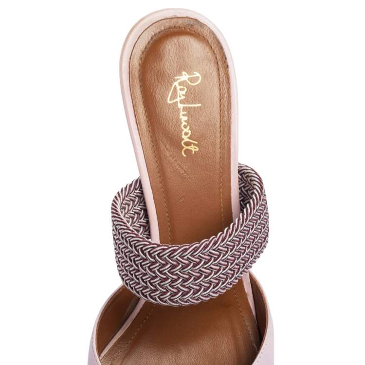 Pre Owned Malone Souliers Pink Leather and Cord Maisie Pointed Toe Mules Size 39.5