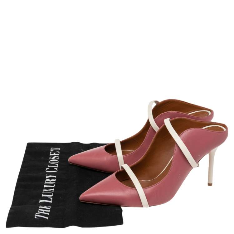 Pre Owned Malone Souliers Pink Leather Maureen Mule Sandals Size 39