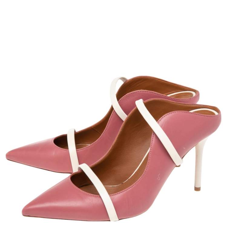 Pre Owned Malone Souliers Pink Leather Maureen Mule Sandals Size 39