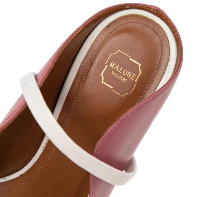 Pre Owned Malone Souliers Pink Leather Maureen Mule Sandals Size 39