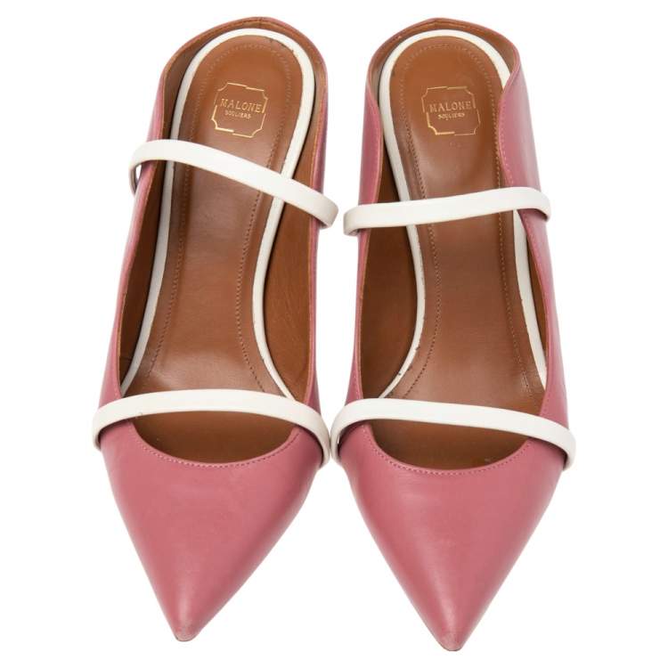 Pre Owned Malone Souliers Pink Leather Maureen Mule Sandals Size 39