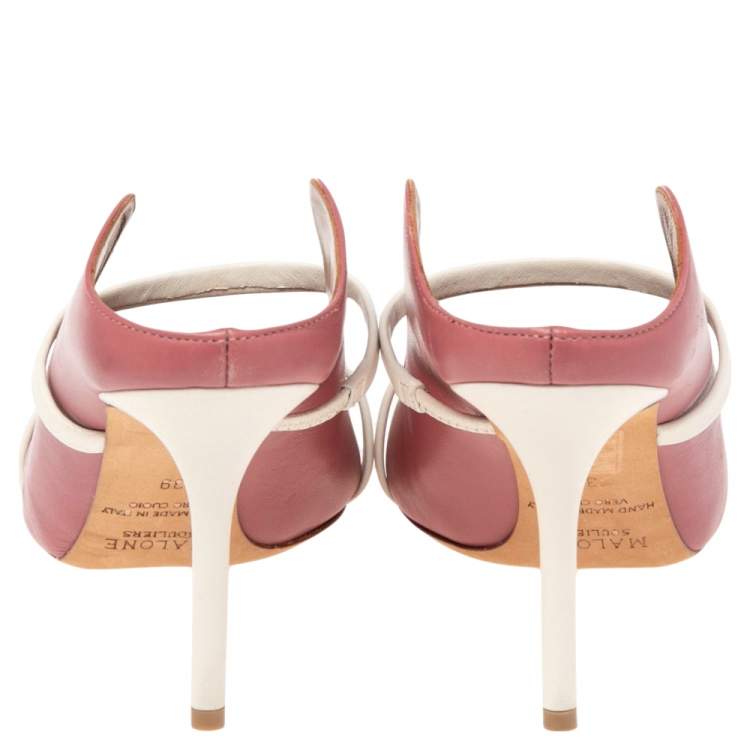 Pre Owned Malone Souliers Pink Leather Maureen Mule Sandals Size 39