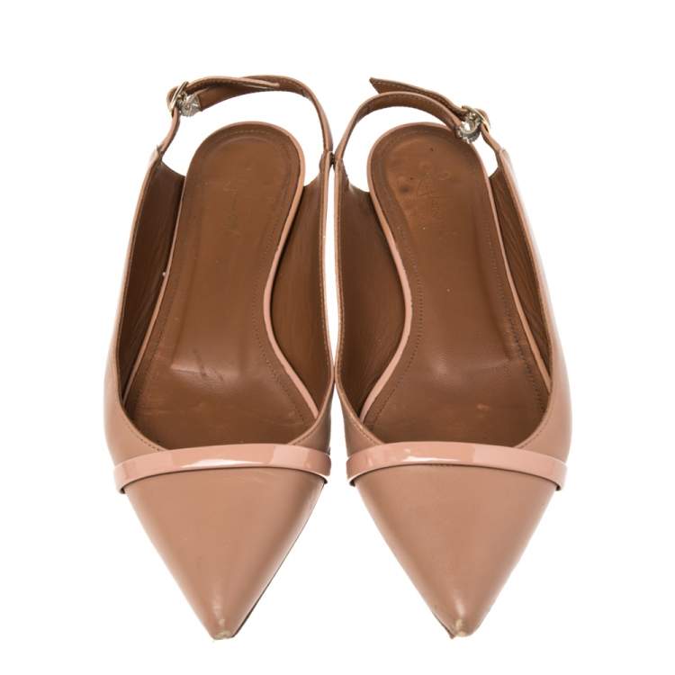 Pre Owned Malone Souliers Pink Leather Maureen Pointed Toe Flats Size 36.5