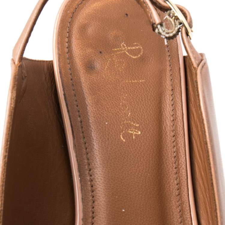 Pre Owned Malone Souliers Pink Leather Maureen Pointed Toe Flats Size 36.5