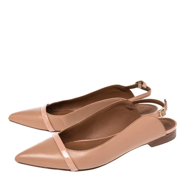 Pre Owned Malone Souliers Pink Leather Maureen Pointed Toe Flats Size 36.5