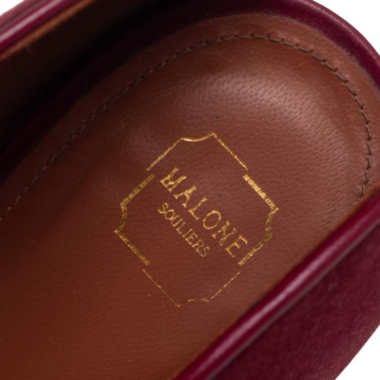مملوكة مسبقًا Malone Souliers Burgundy Satin and Leather Trim Imogen Pumps Size 39