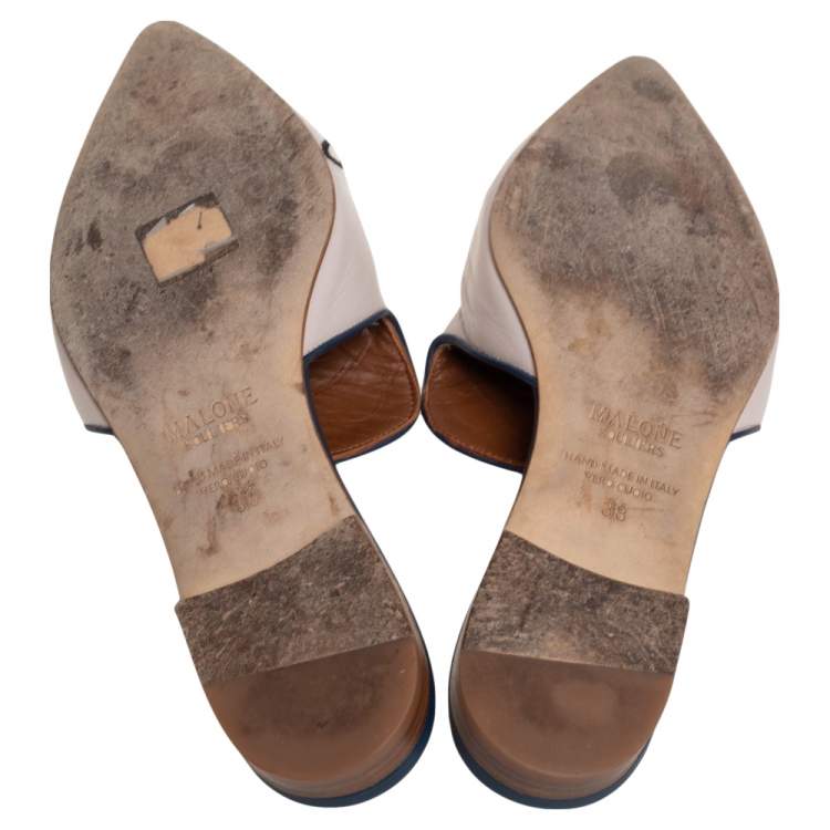 Pre Owned Malone Souliers Blush Pink Leather Flats Size 38