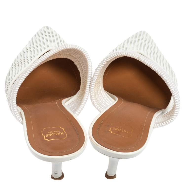 Pre Owned Malone Souliers White Leather Maisie Mule Sandals Size 41