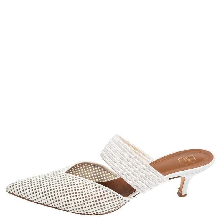 Pre Owned Malone Souliers White Leather Maisie Mule Sandals Size 41