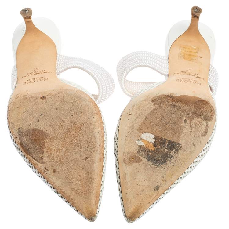 Pre Owned Malone Souliers White Leather Maisie Mule Sandals Size 41