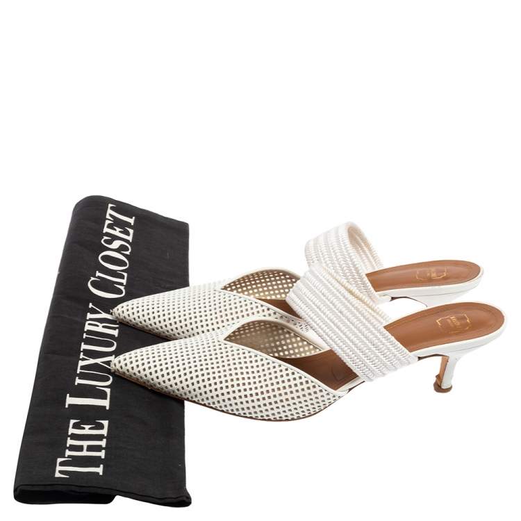 Pre Owned Malone Souliers White Leather Maisie Mule Sandals Size 41