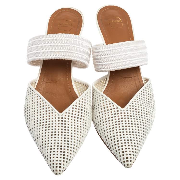 Pre Owned Malone Souliers White Leather Maisie Mule Sandals Size 41