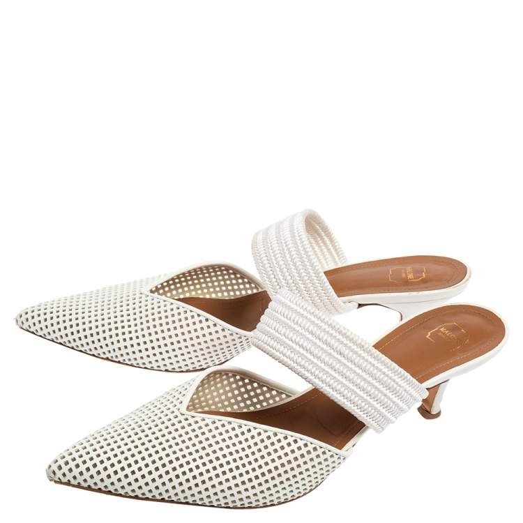 Pre Owned Malone Souliers White Leather Maisie Mule Sandals Size 41