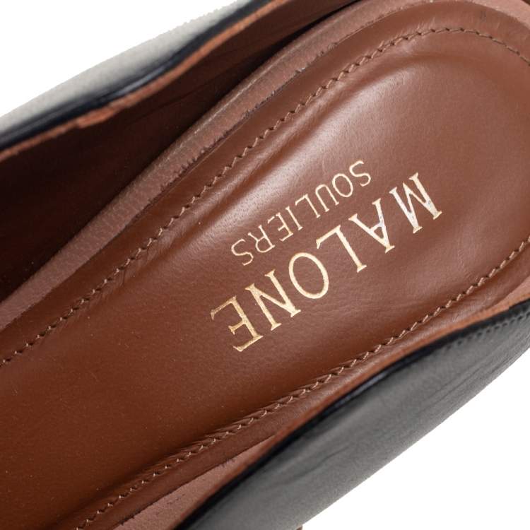 Pre Owned Malone Souliers Black Leather Maureen Pointed Toe Mules Sandals Size 36.5