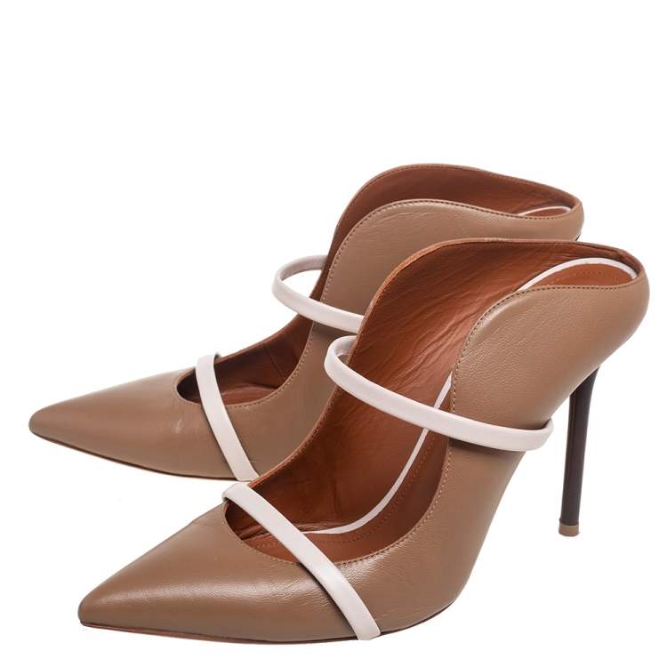 Pre Owned Malone Souliers Brown Leather Maureen Pointed Toe Mules Sandals Size 40