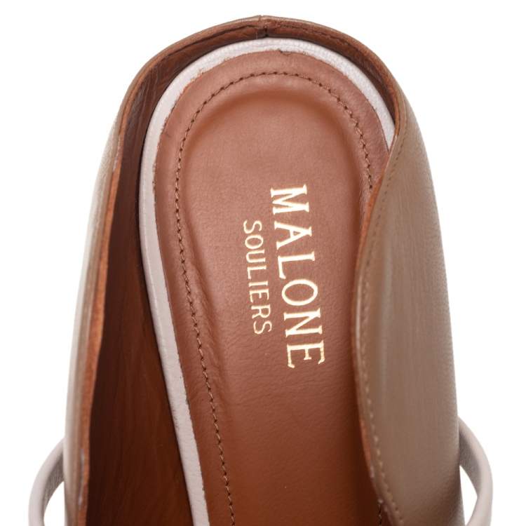 Pre Owned Malone Souliers Brown Leather Maureen Pointed Toe Mules Sandals Size 40