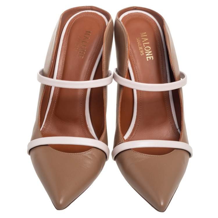 Pre Owned Malone Souliers Brown Leather Maureen Pointed Toe Mules Sandals Size 40