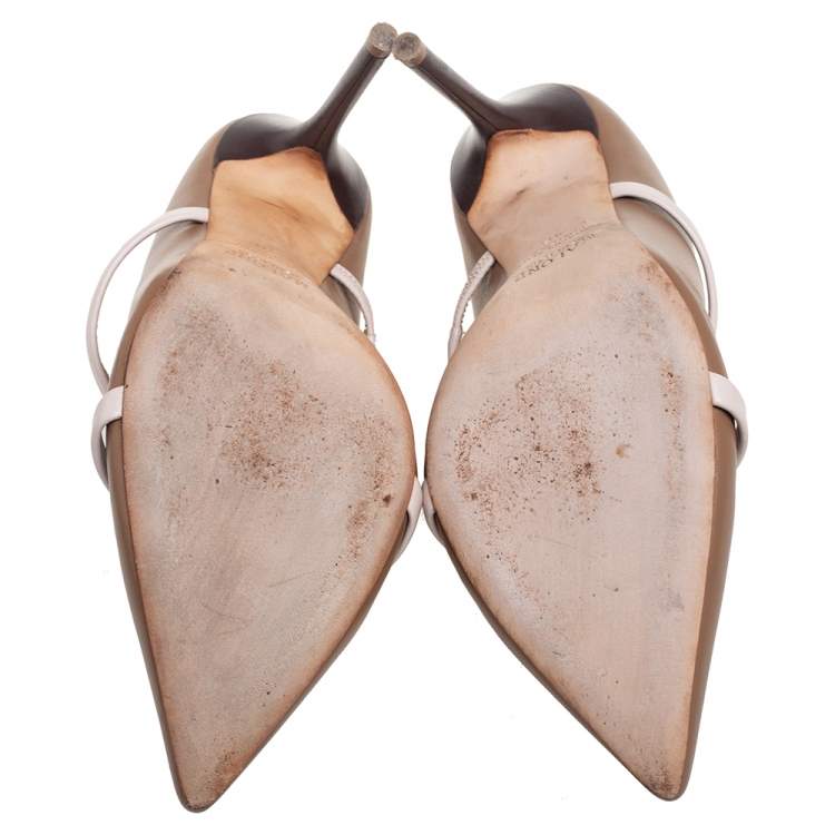 Pre Owned Malone Souliers Brown Leather Maureen Pointed Toe Mules Sandals Size 40