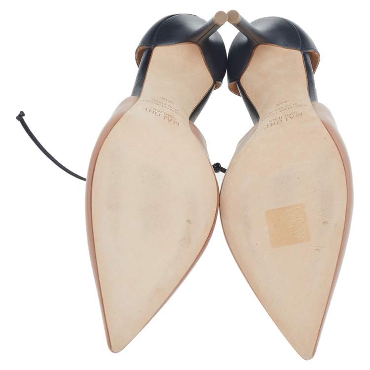 Pre Owned Malone Souliers Beige/Black Leather Montana Booties Size 39.5