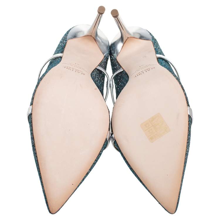 Pre Owned Malone Souliers Metallic Lurex Fabric Maureen Mule Sandals Size 41