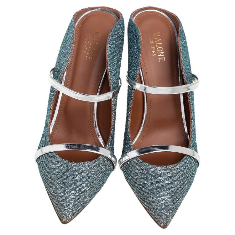 Pre Owned Malone Souliers Metallic Lurex Fabric Maureen Mule Sandals Size 41