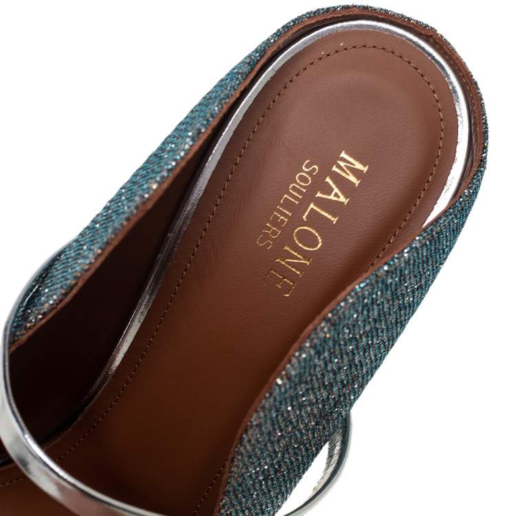 Pre Owned Malone Souliers Metallic Lurex Fabric Maureen Mule Sandals Size 41