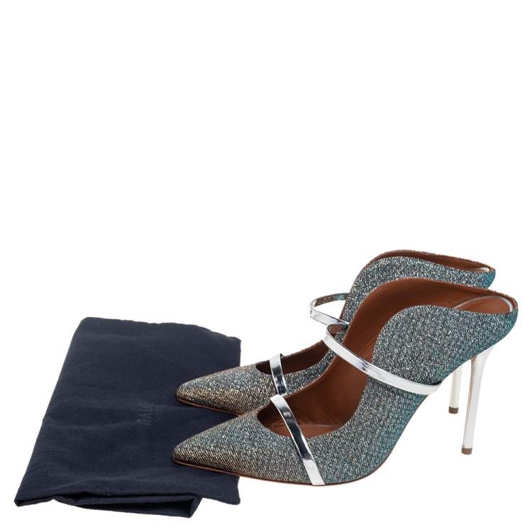 Pre Owned Malone Souliers Metallic Lurex Fabric Maureen Mule Sandals Size 41