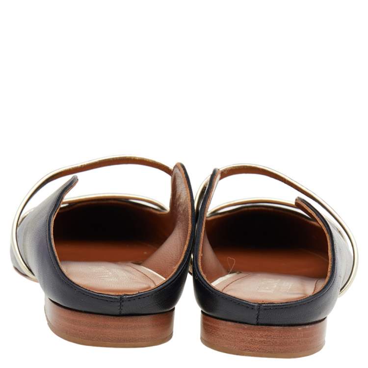Pre Owned Malone Souliers Black Leather Maureen Pointed Toe Flats Size 39