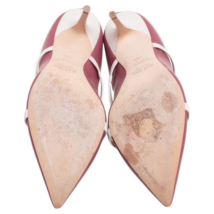 Pre Owned Malone Souliers Pink  Leather Mika Triple Band Peep Toe Sandals Size 39.5