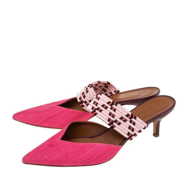 Pre Owned Malone Souliers Multicolor Woven Raffia Maisie Sandals Size 39