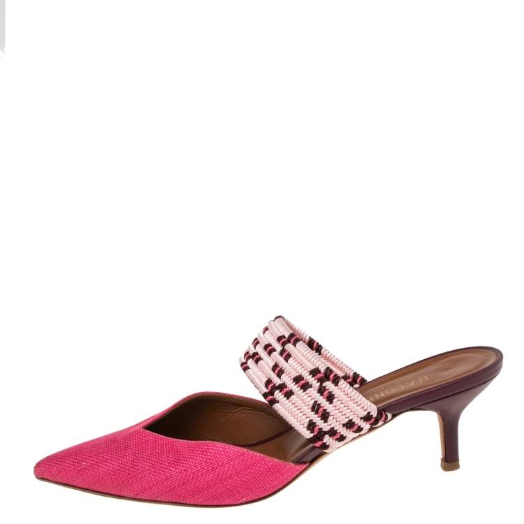 Pre Owned Malone Souliers Multicolor Woven Raffia Maisie Sandals Size 39