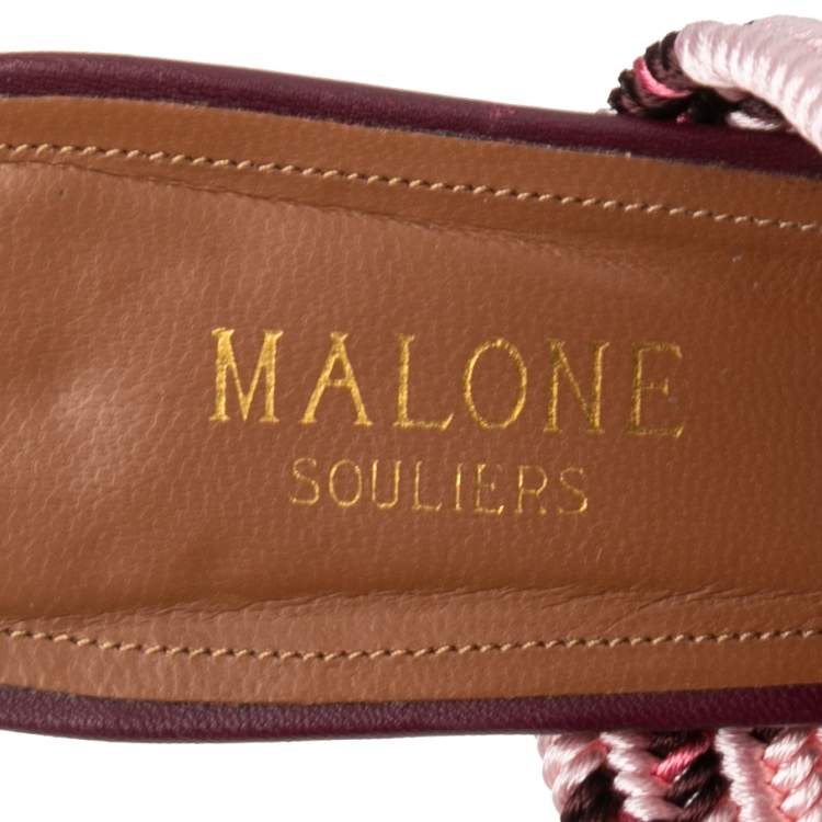 Pre Owned Malone Souliers Multicolor Woven Raffia Maisie Sandals Size 39