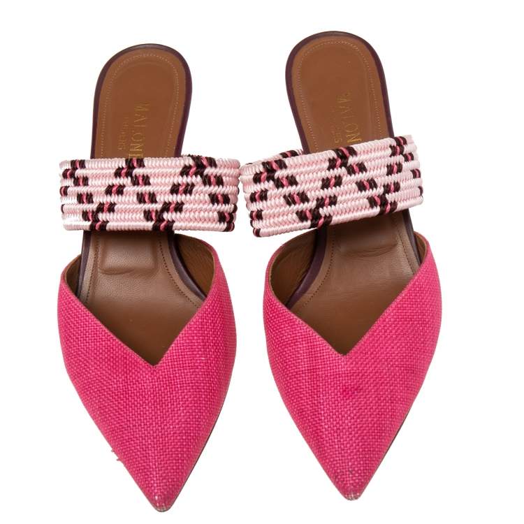 Pre Owned Malone Souliers Multicolor Woven Raffia Maisie Sandals Size 39