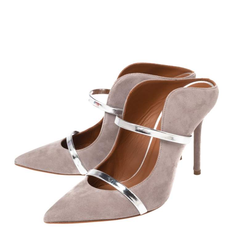 Pre Owned Malone Souliers Grey Suede Maureen Mule Sandals Size 37