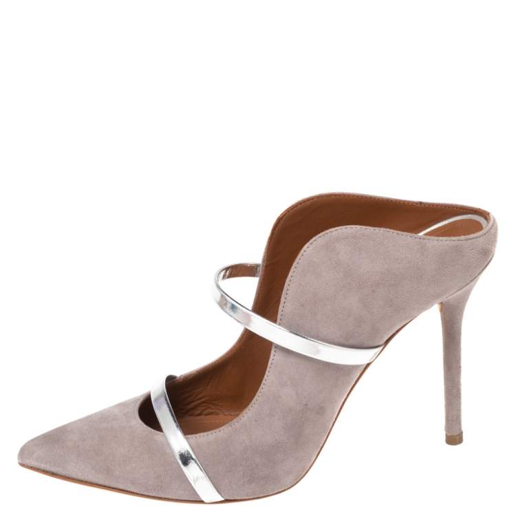 Pre Owned Malone Souliers Grey Suede Maureen Mule Sandals Size 37