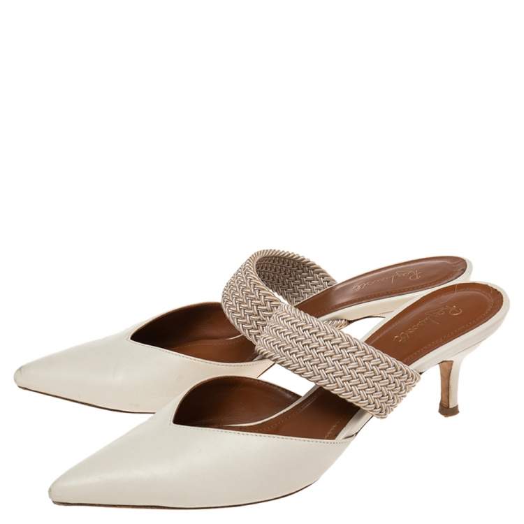 Pre Owned Malone Souliers Cream Leather And Canvas  Maisie Sandals Size 39